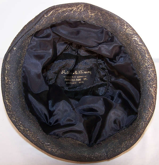 Art Deco Gold Brocade Lam&eacute; Fulton Millinery Flapper Cloche Hat  Close up.