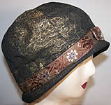 Art Deco Gold Brocade Lam&eacute; Fulton Millinery Flapper Cloche Hat 
