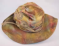 Art Nouveau Rainbow Plush Velvet Rosette Wide Brim Hat 