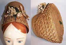 Victorian Natural Straw Orange Blossom Bridal Bonnet Hat