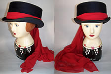 Victorian Ladies Navy Bell Crown English Riding Habit Hat