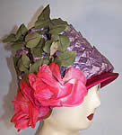 Vintage Michael Terre Purple Straw Flower Pot Cone Hat 