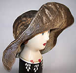Art Deco Silver Metallic Lam&eacute; Wired Wide Brim Hat 