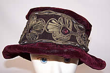 Art Nouveau Burgundy Velvet Hat 