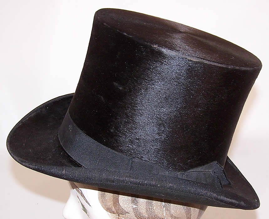 Victorian Bent & Bush Boston Black Beaver Gentlemen's Opera Top Hat