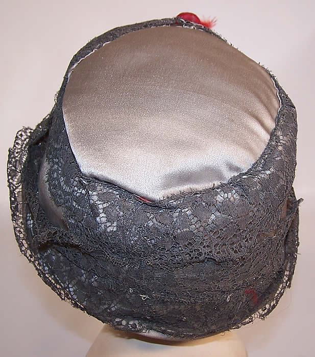Vintage Art Deco Gray Silk Silver Lam&eacute; Lace Flapper Cloche Hat & Pin