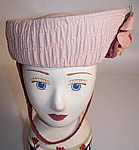 Vintage 1930s Pink Silk Floral Trim Ladies Bellhop Toque Style Harlequin Hat