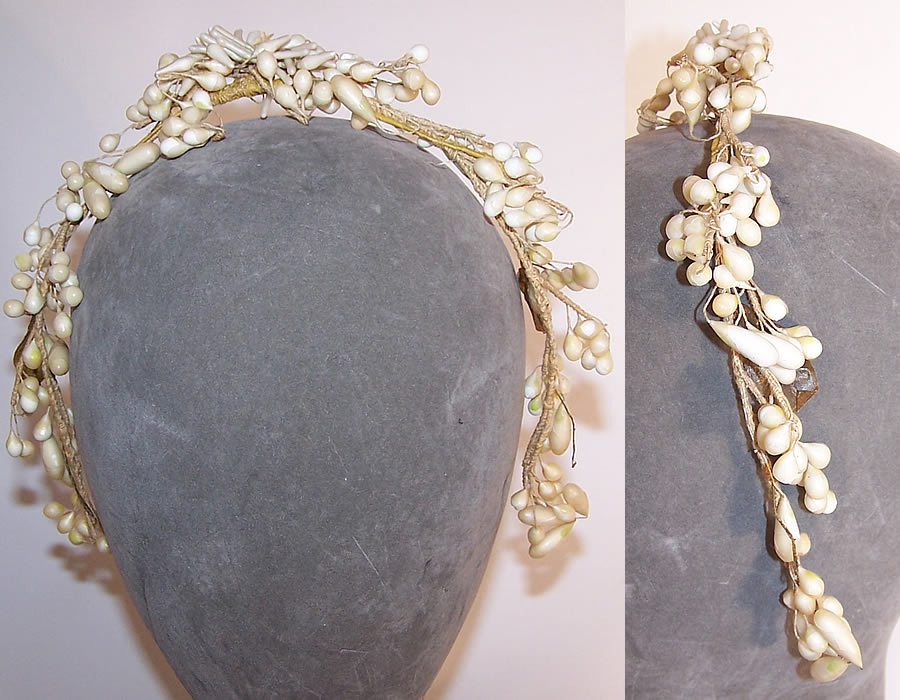Vintage Orange Blossom Wax Flower Bridal Wedding Crown Headpiece