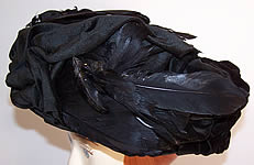 Titanic Grand Edwardian Black Velvet Feather Trim Toque Traveling Hat