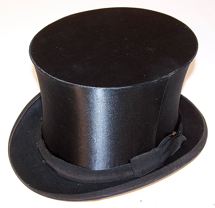 Vintage Victorian Gentlemen Black Silk Collapsible Opera Top Hat