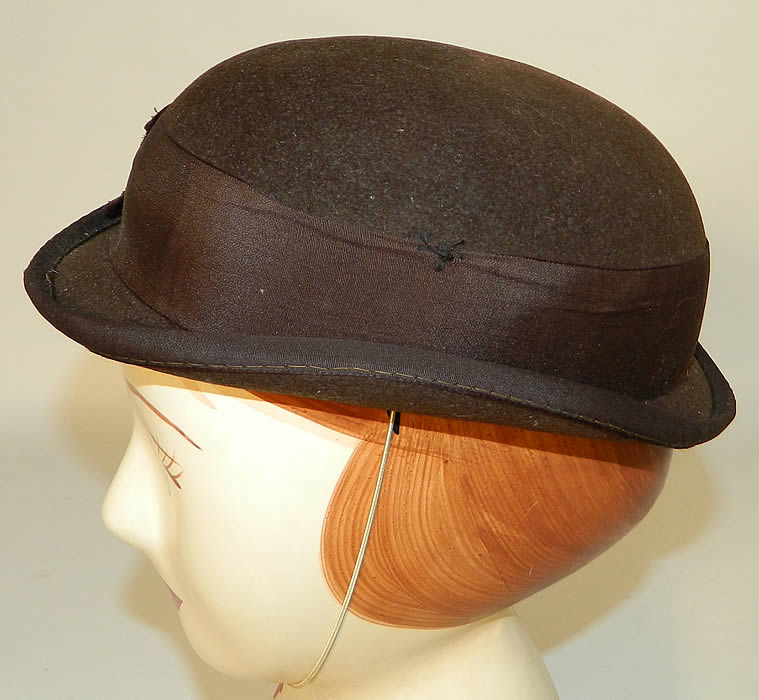 Victorian Women's Brown Wool Bowler Derby Riding Hat