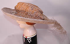 Edwardian Titanic Cream Velvet White Beaver Felt Fur Feather Wide Brim Hat