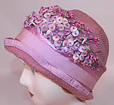 Vintage Tenne Hats Purple Lilac Woven Straw Lavender Flower Flapper Cloche