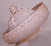 Vintage Oleg Cassini Woven Natural Straw Cream Silk Bumper Brim Hat