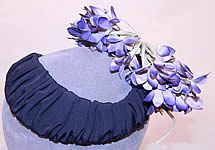 Vintage Black Silk Grosgrain Ribbon Purple Violet Flower Fascinator Hat
