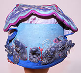 Antique Chinese Child Infant Silk Embroidered Silver Immortals Charm Wind Hat
