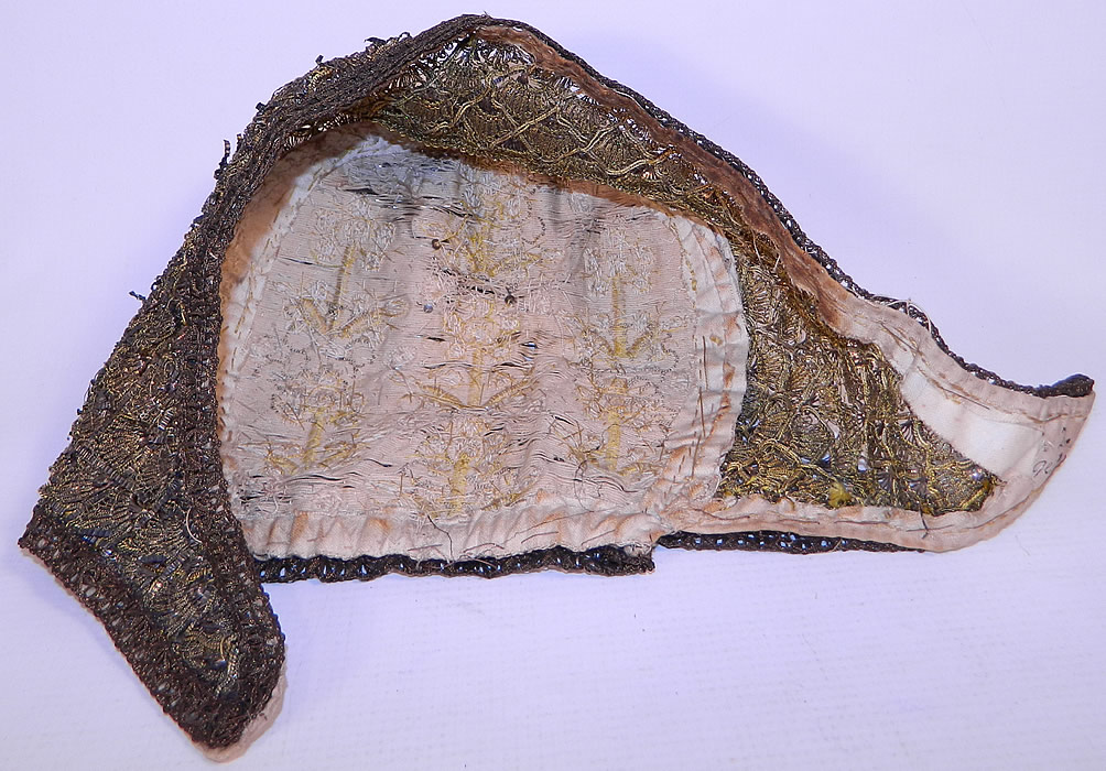19th Century Antique Silver & Gold Bullion Jeweled German Folk Bonnet Cap
The beautiful bonnet measures 21 inches in circumference around the face and has bottom straps measuring 19 inches across from back to front. 