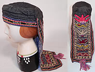 Antique Uzbekistan Suzani Embroidered Tribal Textile Lady's Hood Hat Cap
