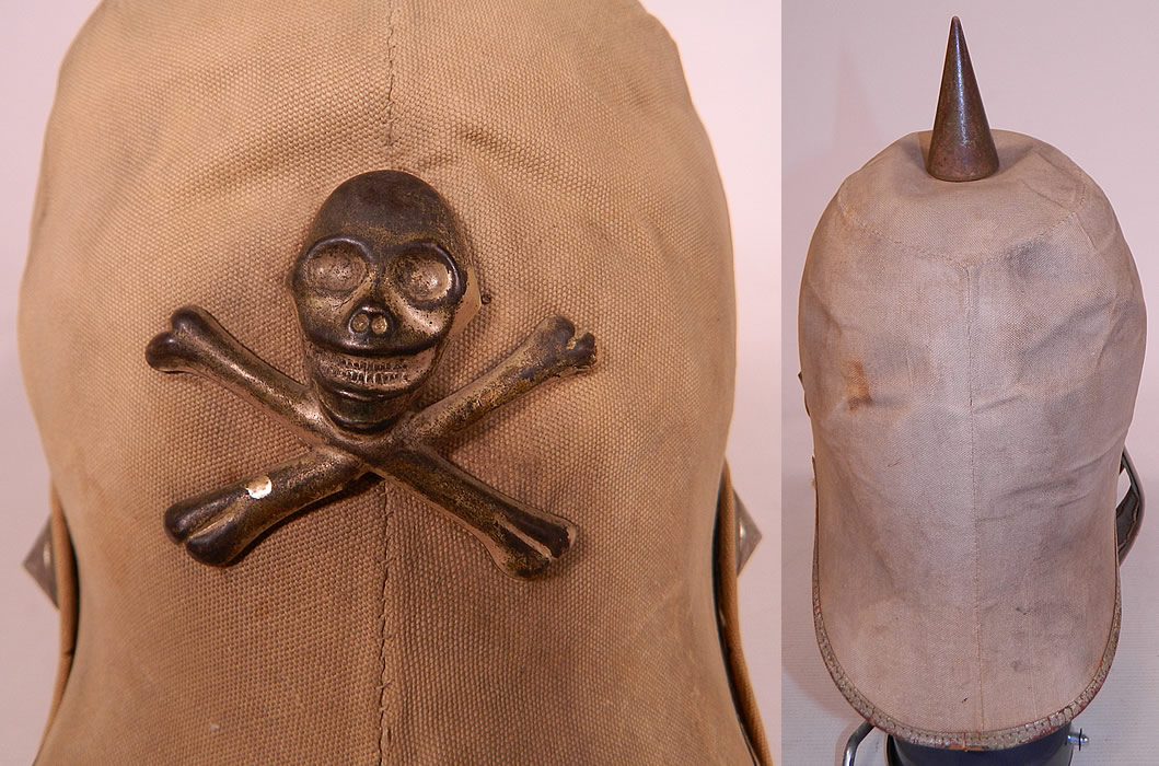 Vintage Odd Fellows Fraternal Skull Cross Bones Knights Louvered Visor Helmet Hat
This unique Odd Fellows fraternal order society helmet hat has a medieval knights style, with a louvered visor face guard which can be lowered, leather trimming along the bottom and is unlined.
