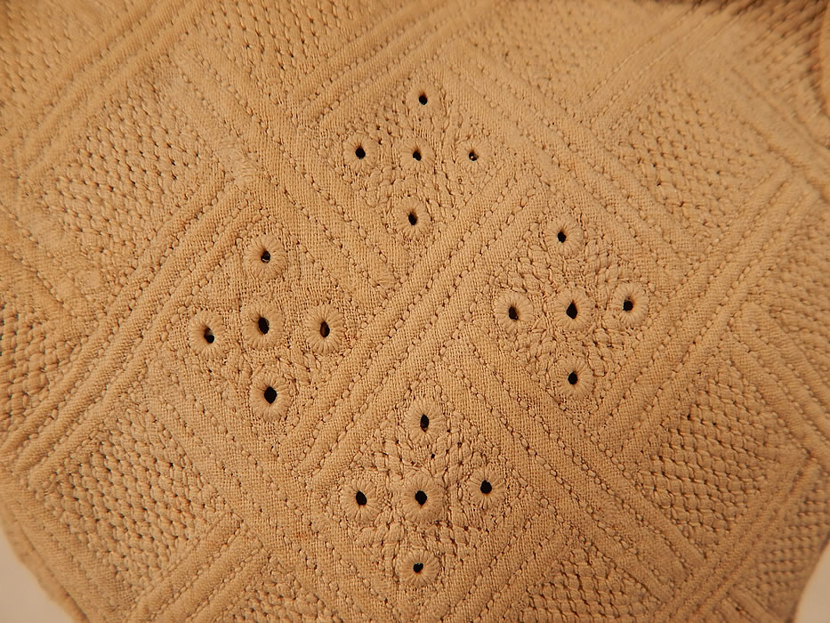 19th Century Antique Linen Quilted Embroidered Slovakia Folk Bonnet Cap Hat
The beautiful bonnet measures 21 inches in circumference around the face and is 5 inches deep from front to back. 