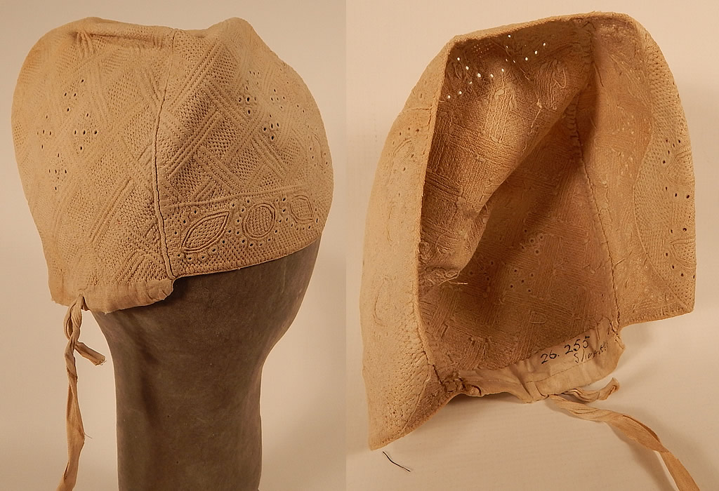 19th Century Antique Linen Quilted Embroidered Slovakia Folk Bonnet Cap Hat
It is in good condition, with only some slight faint discoloration and wear. This is a truly a rare and wonderful piece of early Slovakian regional textile folk art! 