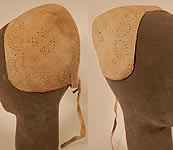 19th Century Antique Linen Quilted Embroidered Slovakia Folk Bonnet Cap Hat
