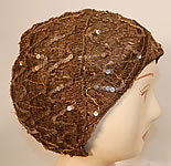 Vintage Smart Hat Label Art Deco Gold Lam&eacute; Lame Woven Sequin Beaded Flapper Cloche 
