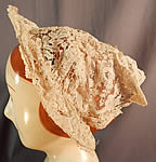 Antique Hand Made Brussels Point de Gaze Duchesse Bobbin Lace Bridal Wedding Hat
