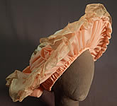 Victorian Style Ruth Stockley Society Silk Embroidery Floral Peach Bonnet Hat
