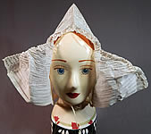 Vintage Antique Womens White Lace Dutch Folk Costume Bonnet Cap Hat
