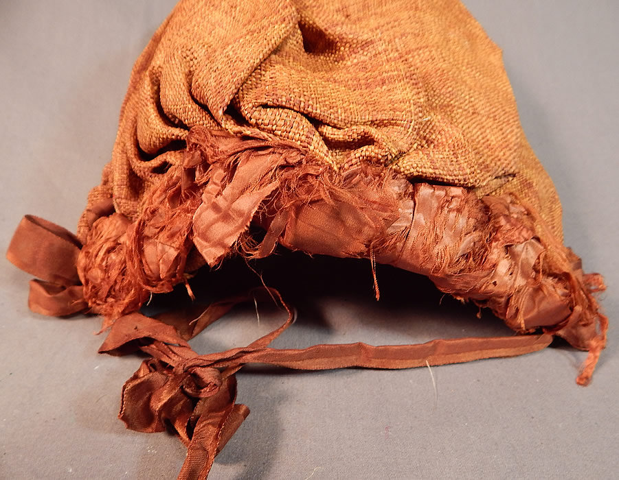 Victorian Woven Brown Straw Chintz Fabric Trim Calash Sun Bonnet Hood Hat
This is truly a rare and wonderful wearable piece of early Victoriana millinery art! 