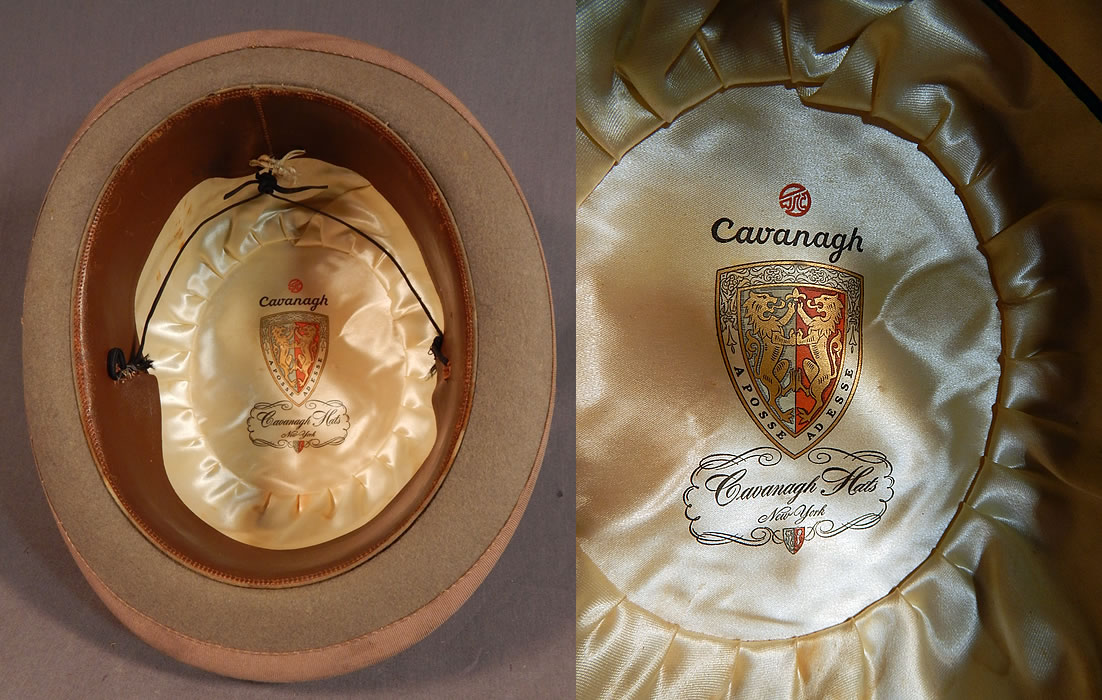Vintage Cavanagh Hats New York Men's Felt Taupe Brown Derby Bowler Hat
There is a "Cavanagh Hats New York" embossed label inside. 