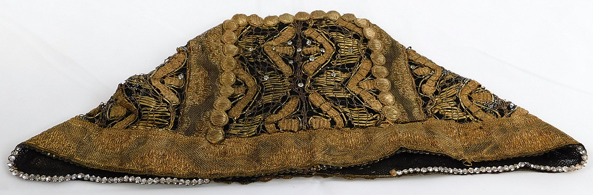 Antique Gold Lame Lace Rhinestones Bavarian German Folk Bonnet Goldhaube Hat
It is in excellent condition. 
