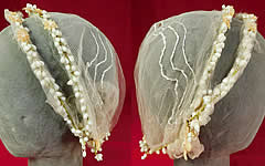 Vintage 1920s Wax Flower Bridal Wreath Wedding Headband Headpiece Juliet Cap
