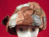 Vintage Fashion Hat Art Deco Brown Silk Silver Lam&eacute; Rosette Flapper Cloche 
