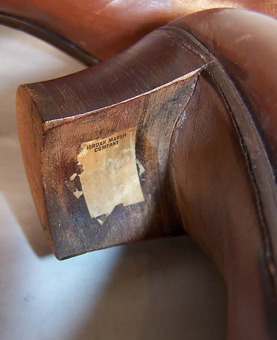 Victorian Jordan Marsh Co. Brown Leather High Top Boots  Close up.