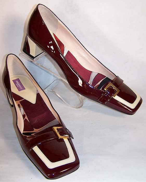 Unworn Emilio Pucci Patent Wine Two Tone Shoes side view