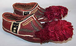 Greek Opanke Tsarouhi Childs Red Pompom Shoes