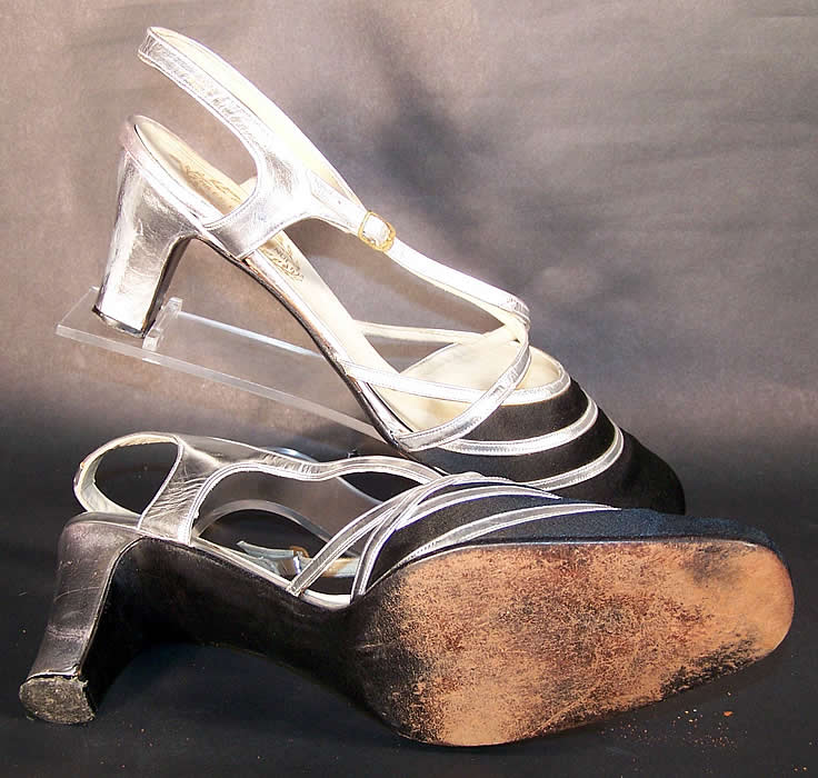 Miles Fifth Avenue Black & Silver Art Deco Shoes side view.