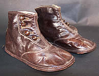 Edwardian Dark Brown Leather High Button Child Baby Boots Shoes