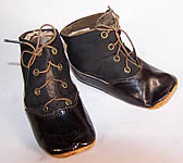 Victorian Black Wool Leather Lace-up Baby Boots
