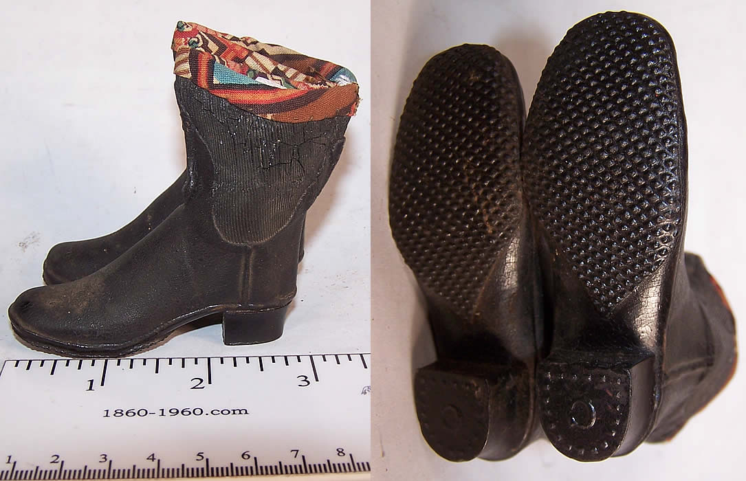 Victorian Antique Miniature Salesman Sample Vintage Goodyear Rubber Bootssmall and unworn