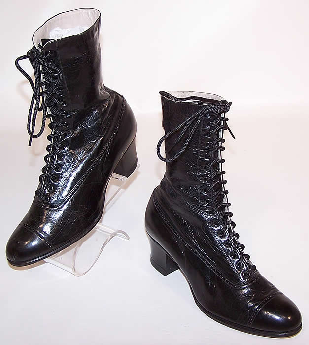 Victorian Enna Jettick Walking Shoes Black Leather High Top Lace-up Boots