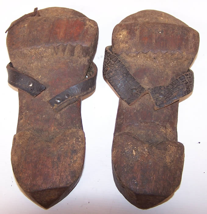 Antique Pakistan Afghanistan Carved Wood Khrawan Stilt Sandal Shoes