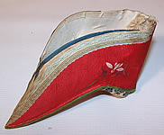 Antique Chinese Red Silk Hand Painted Lotus Bound Foot Slipper Shoe