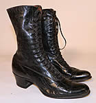 Victorian Slender Foot Shoes Black Leather High Top Lace-up Boots
