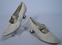 Edwardian White Kid Leather Button Strap Mary Jane Bridal Wedding Shoes