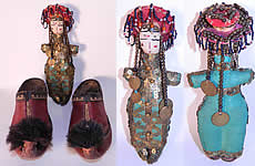 Vintage Greek Opanke Tsarouhi Childs Red Pompom Shoes & Folk Doll. 