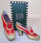 Unworn Vintage Jerry Edouard Joseph Red Eyelet Leather Oxford Platform Shoes & Box