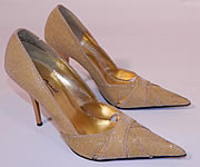 Vintage Anne Michelle Winklepickers Gold Lame Lam&eacute; Stiletto Heel Shoes